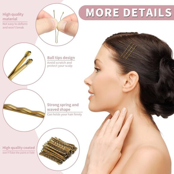 Hair Pins and Bobby Pins Set 500PCS Storage Box Black Brown Gold Hair Accessorie main image 5